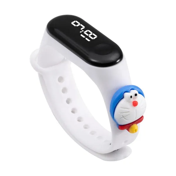 White_Doraemon_Digital_Dial_Stylish_And_Fashionable_Wrist_Smart_Watch_Led_Band_For_Kids,_Colourrful_Cartoon_Character_Super_Hero_Waterproof_Watch_For_Boys_&_Girls