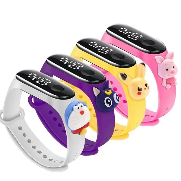White_Doraemon_Digital_Dial_Stylish_And_Fashionable_Wrist_Smart_Watch_Led_Band_For_Kids,_Colourrful_Cartoon_Character_Super_Hero_Waterproof_Watch_For_Boys_&_Girls