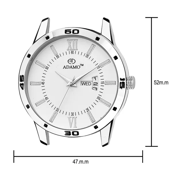 Silver_&_White_Designer_Dial_Day_&_Date_Men_&_Boys_Watch