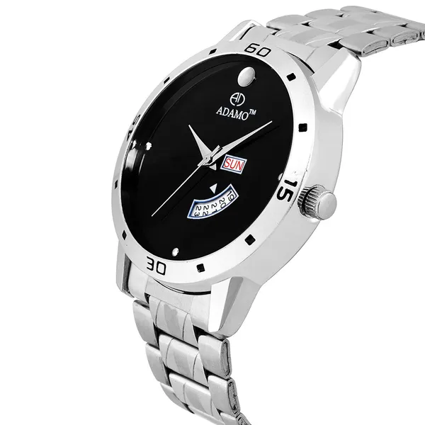 Silver_&_Black_Designer_(Day_&_Date)_Men_Wrist_Watch