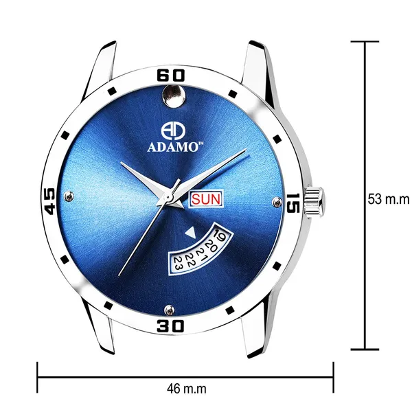 Silver_&_Blue_Designer_(Day_&_Date)_Men_Wrist_Watch