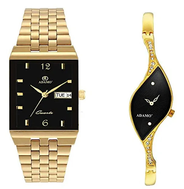 Gold_&_Black_Couple_Combo_Dial_Day_&_Date_Men_&_Women_Watch_1918YM02-