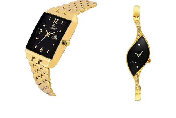 Gold_&_Black_Couple_Combo_Dial_Day_&_Date_Men_&_Women_Watch_1918YM02-