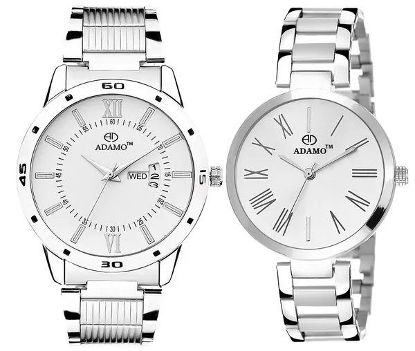 White_Enchant_Calendar_Analogue_Dial_Couple'S_Watch_812-