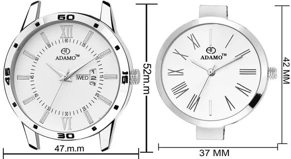 White_Enchant_Calendar_Analogue_Dial_Couple'S_Watch_812-