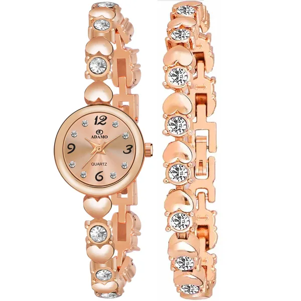 Rose_Gold_With_Bracelet_Designer_Round_Shaped_Dial_Watch_With_Bracelet_878KKM21-