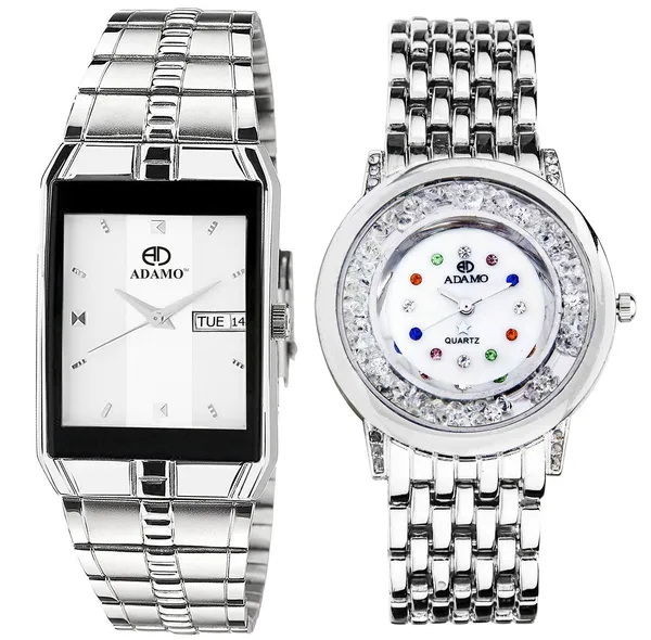 ADAMO Enchant Day Date Couple Combo Wrist Watch 9151SM01 85SM01 Price in India Buy ADAMO Enchant Day Date Couple Combo Wrist Watch 9151SM01 85SM01 online at undefined