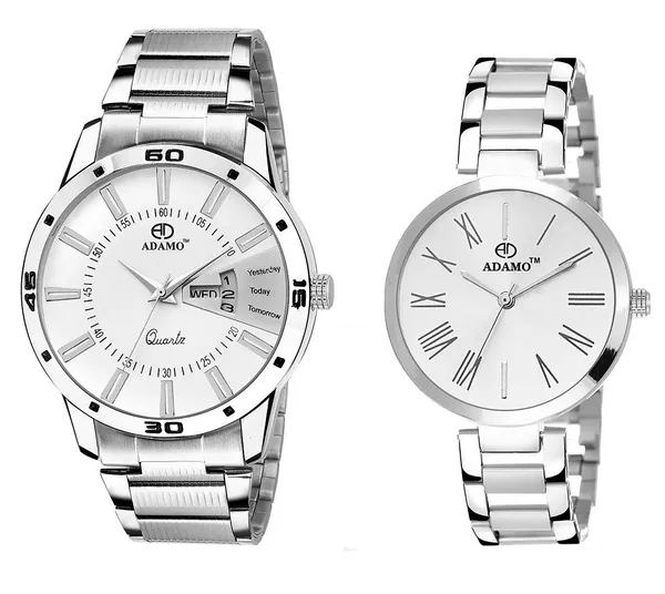 Silver_&_White_Couple_Combo_Dial_Men_&_Women_Watch_A814SM01-