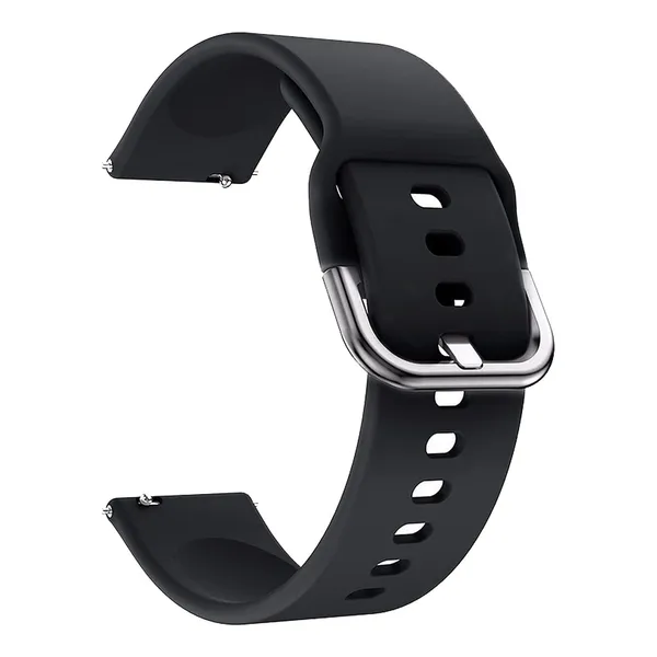 Black_With_Silver_Buckle_22Mm_Watch_Strap_Compatible_For_Phoenix_Ultra/Phoenix/Pulse_2/Xtend_Pro/Xtend_Call_And_All_22Mm_Wristwatch_And_Smartwatches