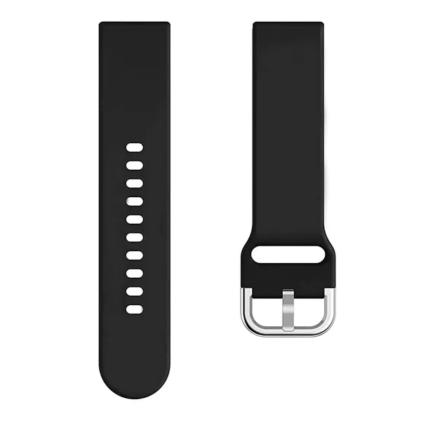 Black_With_Silver_Buckle_22Mm_Watch_Strap_Compatible_For_Phoenix_Ultra/Phoenix/Pulse_2/Xtend_Pro/Xtend_Call_And_All_22Mm_Wristwatch_And_Smartwatches