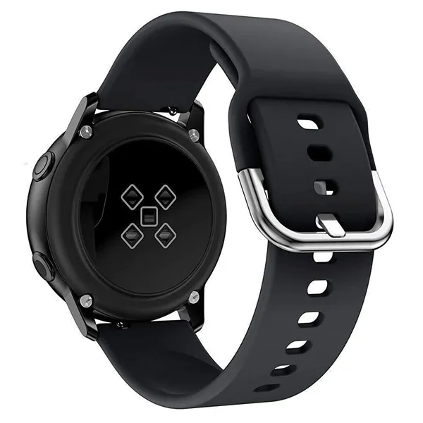 Black_With_Silver_Buckle_22Mm_Watch_Strap_Compatible_For_Phoenix_Ultra/Phoenix/Pulse_2/Xtend_Pro/Xtend_Call_And_All_22Mm_Wristwatch_And_Smartwatches