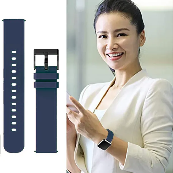Blue_&_Black_22Mm_Navy_Silicone_Watch_Strap_Compatible_For_Phoenix_Ultra/Phoenix/Pulse_2/Xtend_Pro/Xtend_Call_And_All_22Mm_Wristwatch_And_Smartwatches