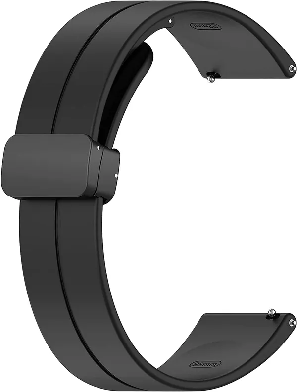 22Mm_Silicone_Black_Strap_With_Folding_Magnetic_Lock_Compatible_With_Sam_Galaxy_Watch_3_45Mm/_Galaxy_Watch_46Mm/Gear_S3_Classic/Frontier_Compatible_All_22Mm_Watches(Only_Strap)