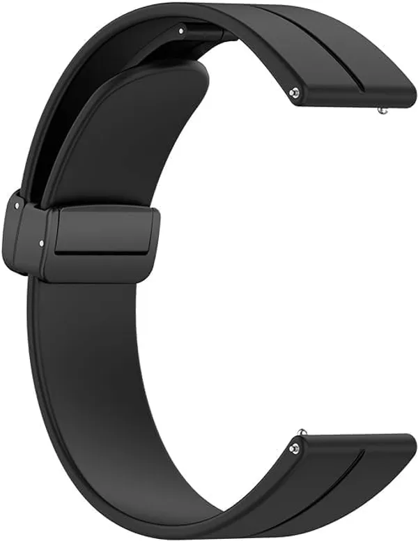 22Mm_Silicone_Black_Strap_With_Folding_Magnetic_Lock_Compatible_With_Sam_Galaxy_Watch_3_45Mm/_Galaxy_Watch_46Mm/Gear_S3_Classic/Frontier_Compatible_All_22Mm_Watches(Only_Strap)