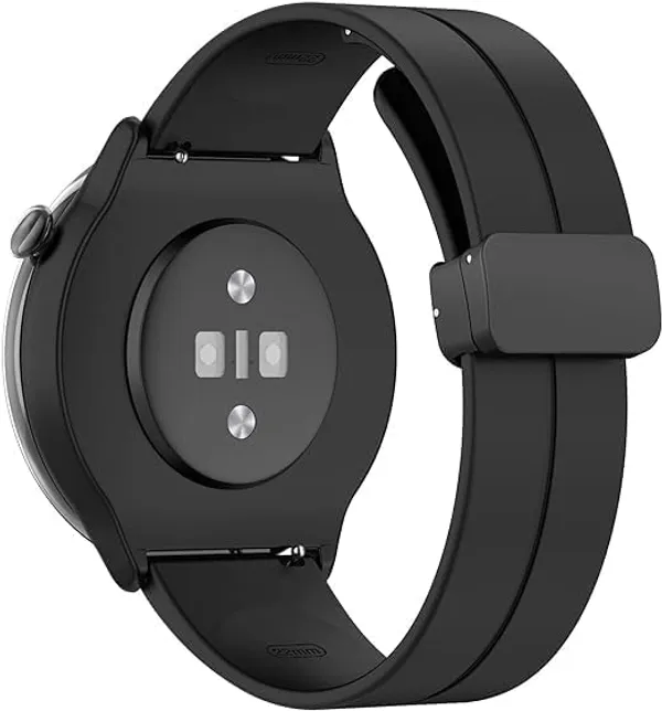 22Mm_Silicone_Black_Strap_With_Folding_Magnetic_Lock_Compatible_With_Sam_Galaxy_Watch_3_45Mm/_Galaxy_Watch_46Mm/Gear_S3_Classic/Frontier_Compatible_All_22Mm_Watches(Only_Strap)