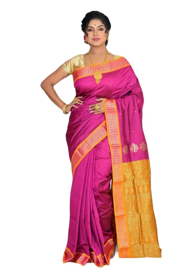 Magenta_Art_Silk_Blend_Self_Design_Sambalpuri_Saree_For_Women