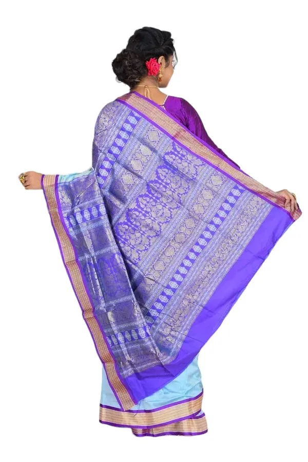 Blue_Art_Silk_Blend_Self_Design_Sambalpuri_Saree_For_Women