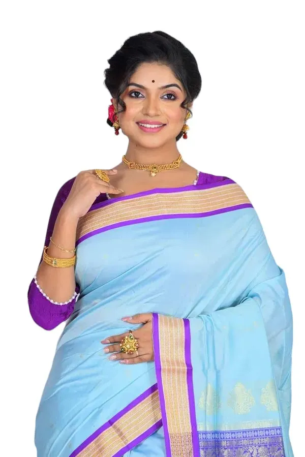 Blue_Art_Silk_Blend_Self_Design_Sambalpuri_Saree_For_Women