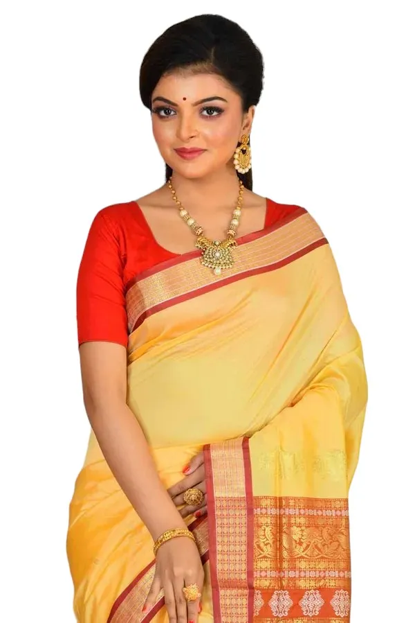 Yellow_Art_Silk_Blend_Self_Design_Sambalpuri_Saree_For_Women