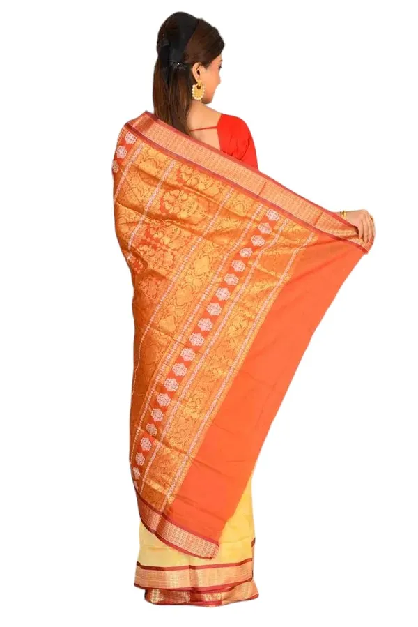 Yellow_Art_Silk_Blend_Self_Design_Sambalpuri_Saree_For_Women