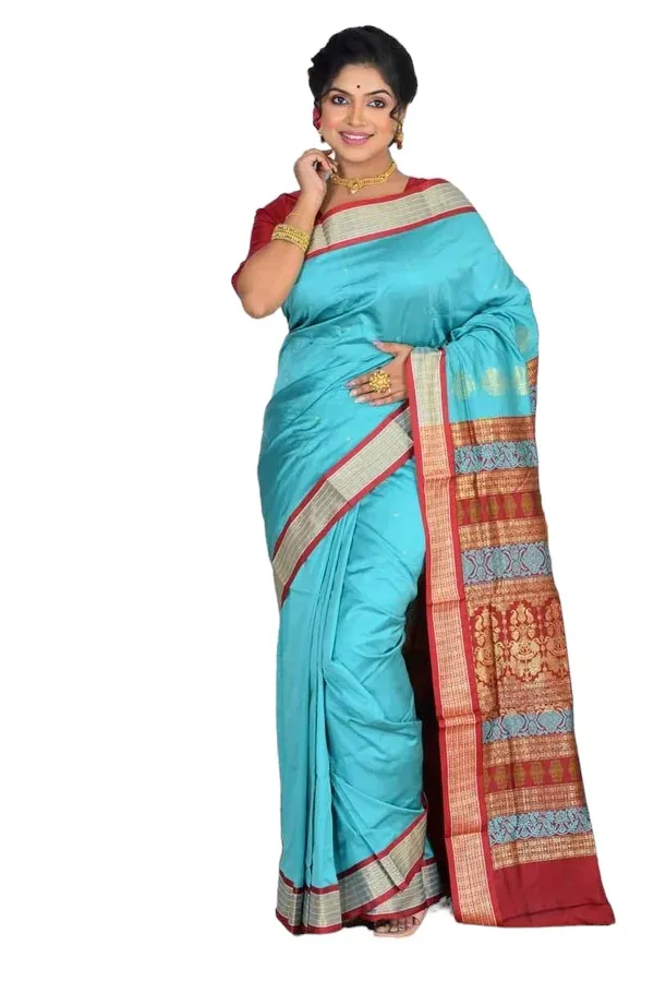 Light_Blue_Art_Silk_Blend_Self_Design_Sambalpuri_Saree_For_Women