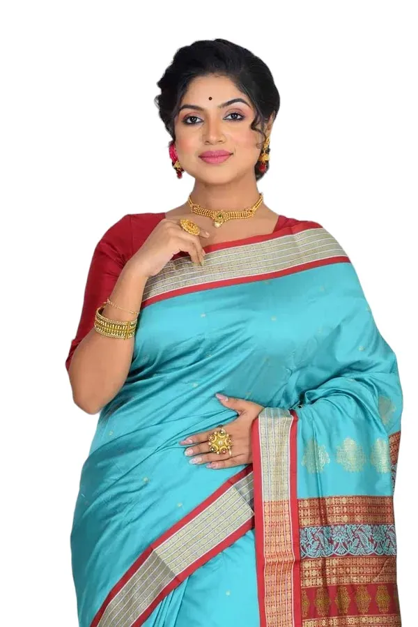 Light_Blue_Art_Silk_Blend_Self_Design_Sambalpuri_Saree_For_Women