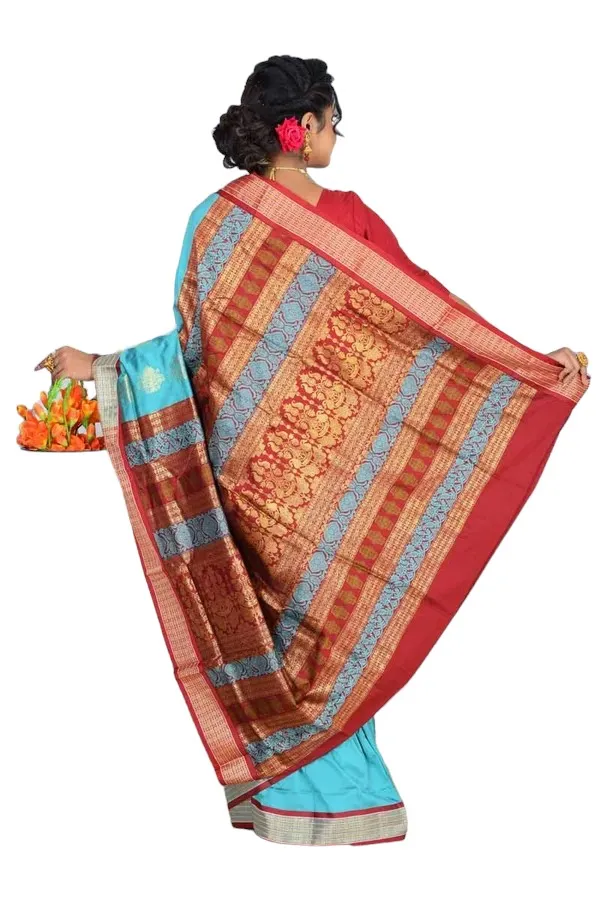 Light_Blue_Art_Silk_Blend_Self_Design_Sambalpuri_Saree_For_Women