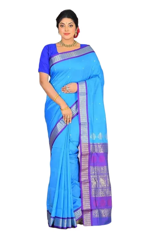 Light_Blue_Art_Silk_Blend_Self_Design_Sambalpuri_Saree_For_Women