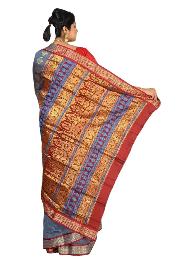Grey_Art_Silk_Blend_Self_Design_Sambalpuri_Saree_For_Women