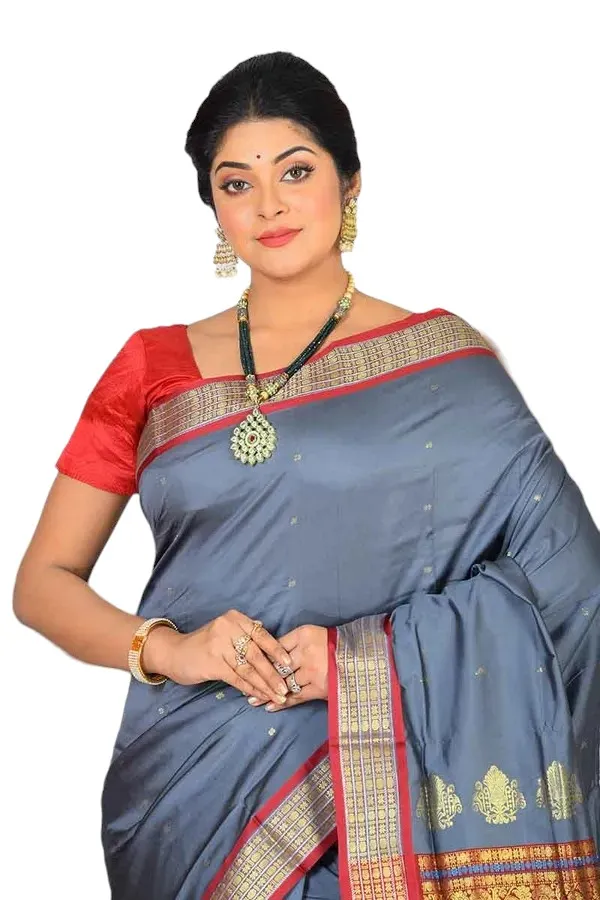 Grey_Art_Silk_Blend_Self_Design_Sambalpuri_Saree_For_Women