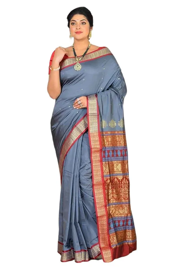 Grey_Art_Silk_Blend_Self_Design_Sambalpuri_Saree_For_Women