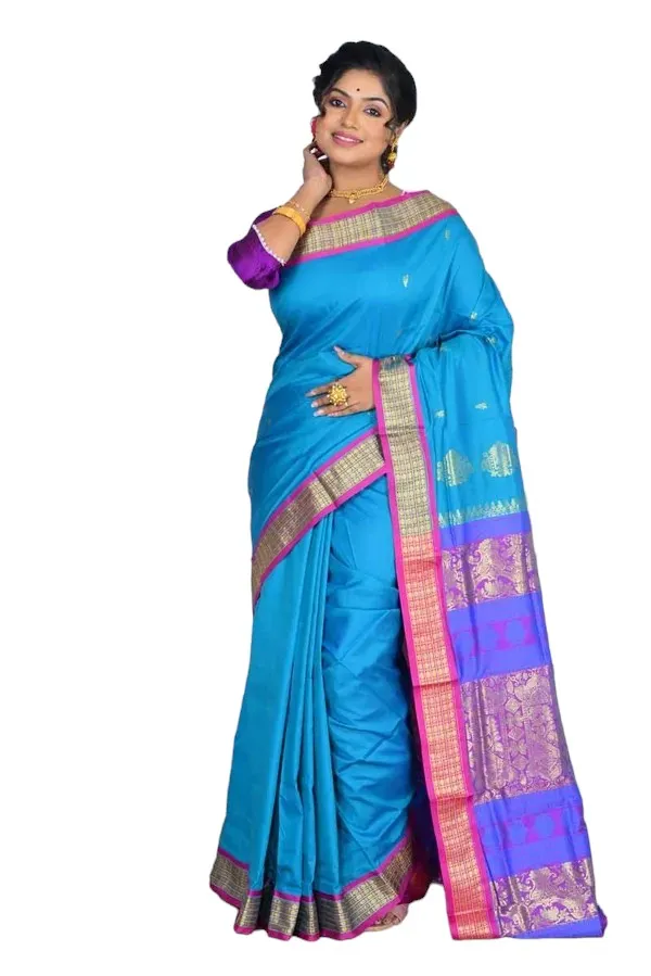 Light_Blue_Art_Silk_Blend_Self_Design_Sambalpuri_Saree_For_Women