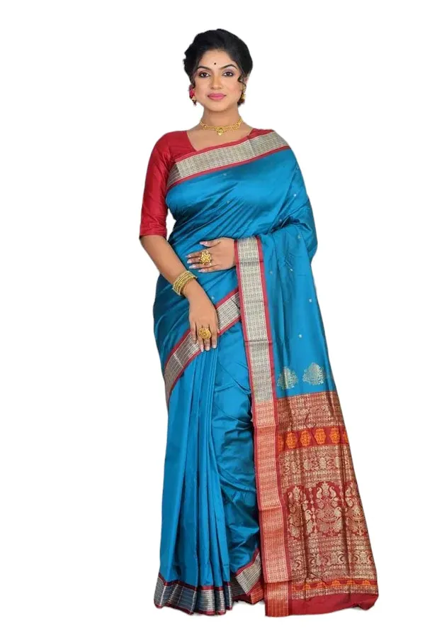 Blue_Art_Silk_Blend_Self_Design_Sambalpuri_Saree_For_Women
