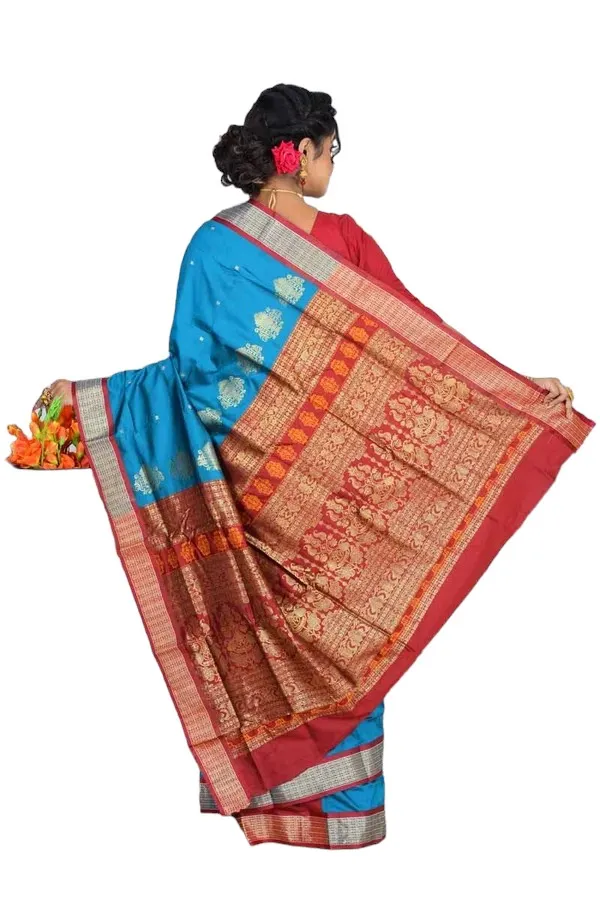 Blue_Art_Silk_Blend_Self_Design_Sambalpuri_Saree_For_Women