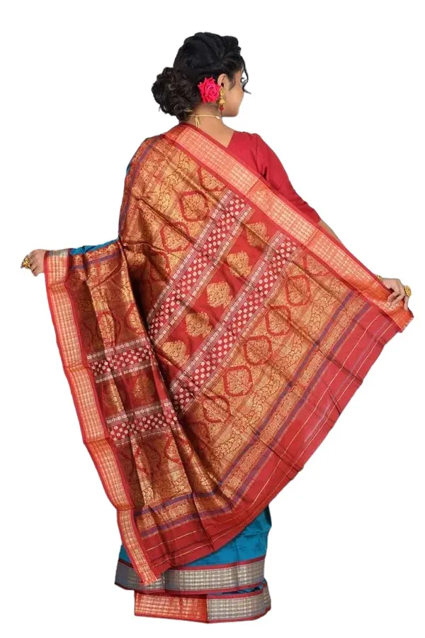 Blue_Art_Silk_Blend_Self_Design_Sambalpuri_Saree_For_Women