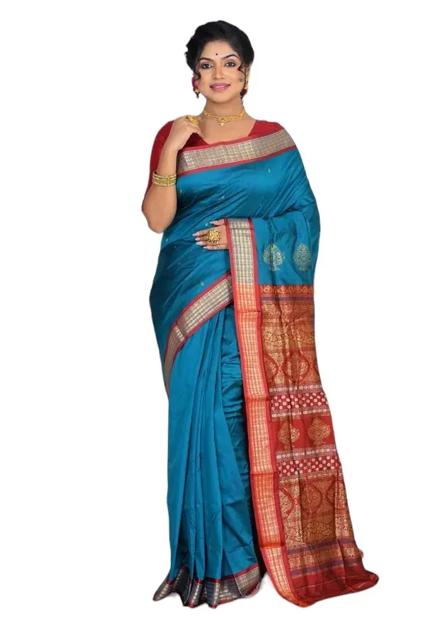 Blue_Art_Silk_Blend_Self_Design_Sambalpuri_Saree_For_Women