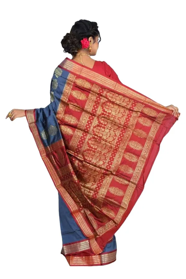 Grey_Art_Silk_Blend_Self_Design_Sambalpuri_Saree_For_Women