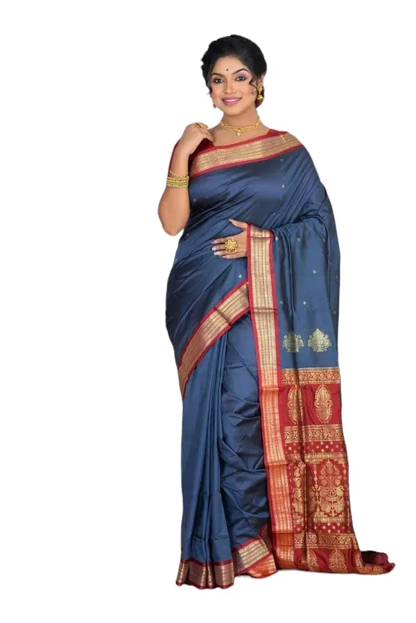 Grey_Art_Silk_Blend_Self_Design_Sambalpuri_Saree_For_Women
