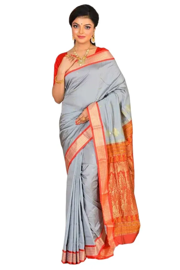 Beige_Art_Silk_Blend_Self_Design_Sambalpuri_Saree_For_Women
