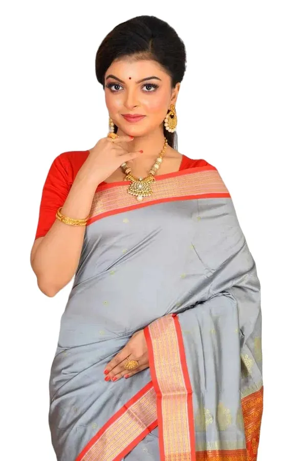 Beige_Art_Silk_Blend_Self_Design_Sambalpuri_Saree_For_Women