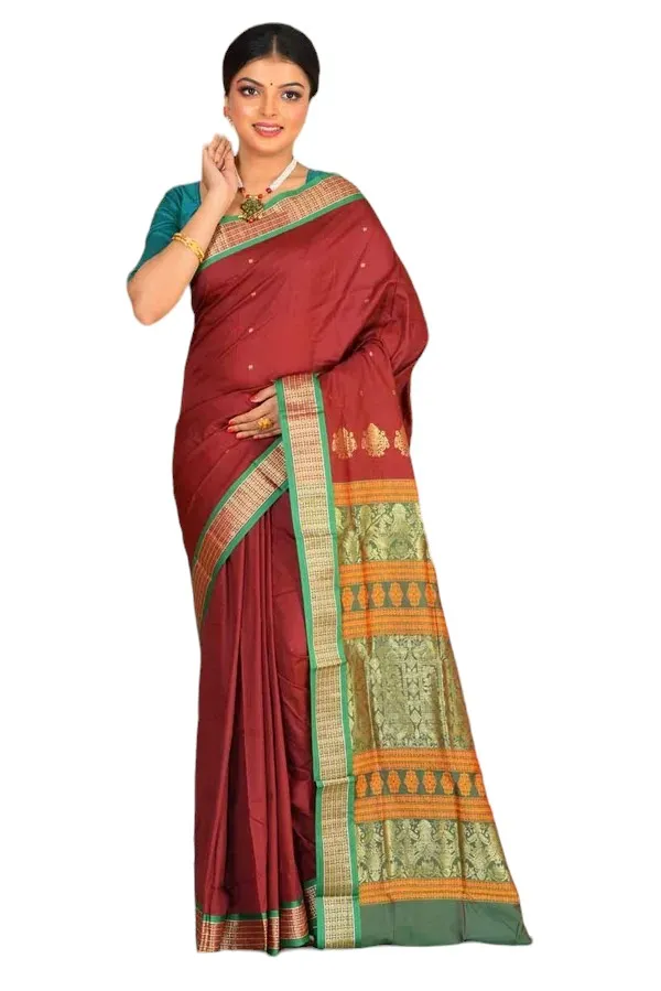 Maroon_Art_Silk_Blend_Self_Design_Sambalpuri_Saree_For_Women