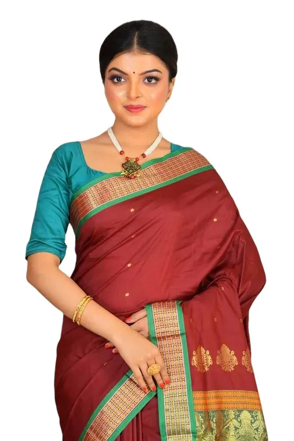 Maroon_Art_Silk_Blend_Self_Design_Sambalpuri_Saree_For_Women