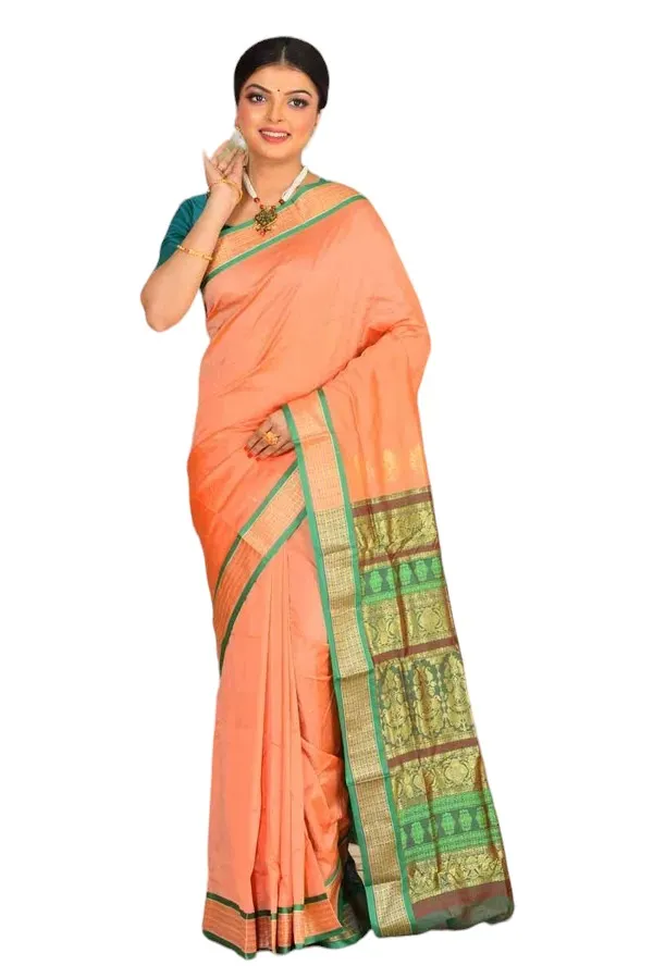 Cream_Art_Silk_Blend_Self_Design_Sambalpuri_Saree_For_Women