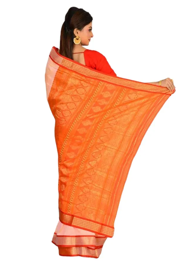 Cream_Art_Silk_Blend_Self_Design_Sambalpuri_Saree_For_Women