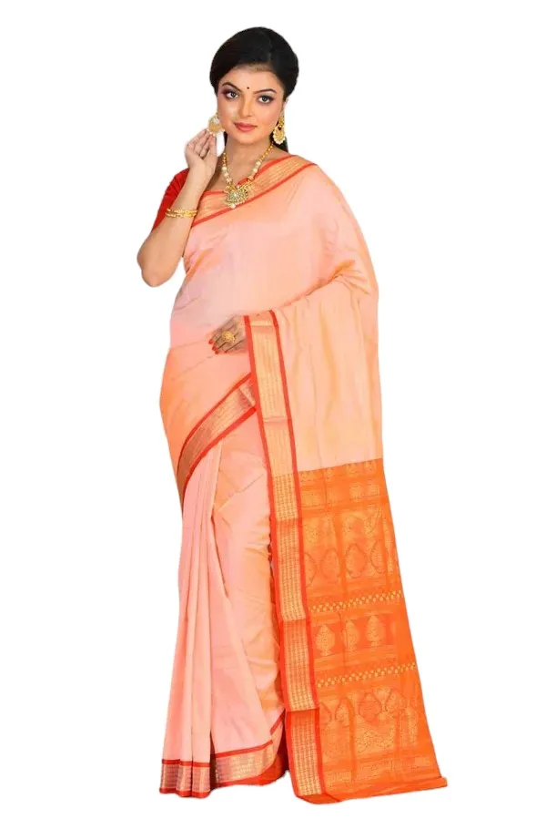 Cream_Art_Silk_Blend_Self_Design_Sambalpuri_Saree_For_Women