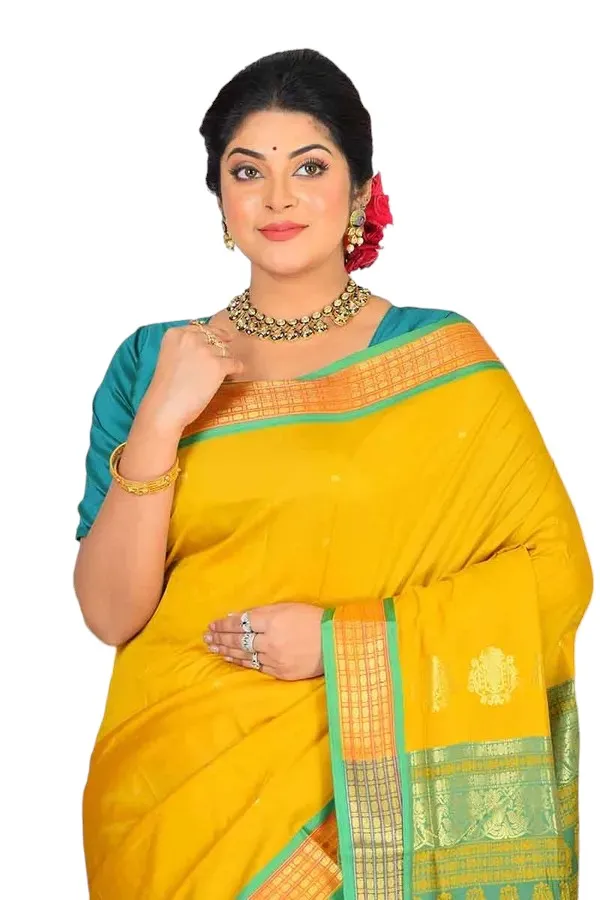 Mustard_Art_Silk_Blend_Self_Design_Sambalpuri_Saree_For_Women
