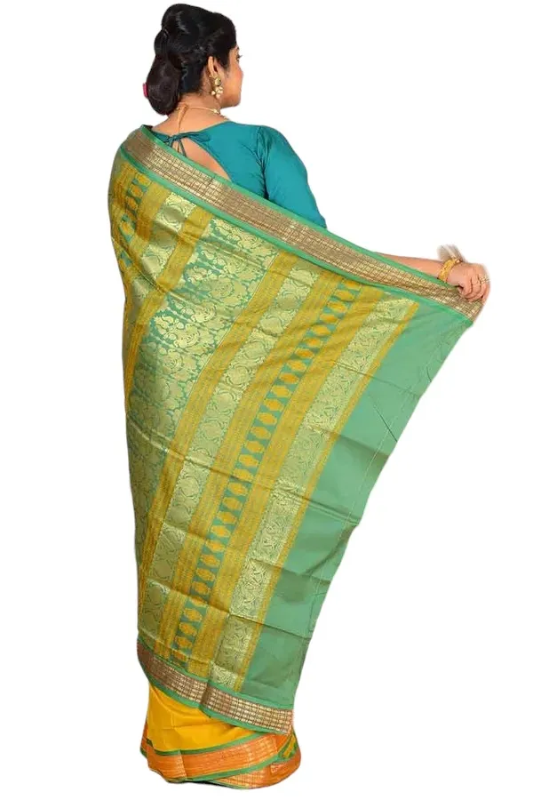 Mustard_Art_Silk_Blend_Self_Design_Sambalpuri_Saree_For_Women