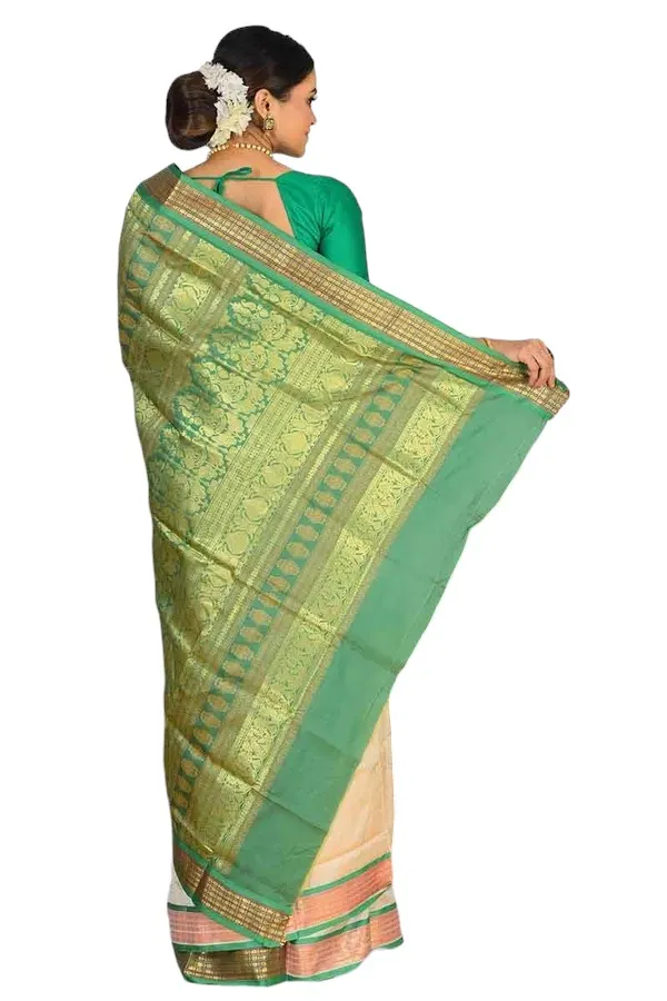 Cream_Art_Silk_Blend_Self_Design_Sambalpuri_Saree_For_Women