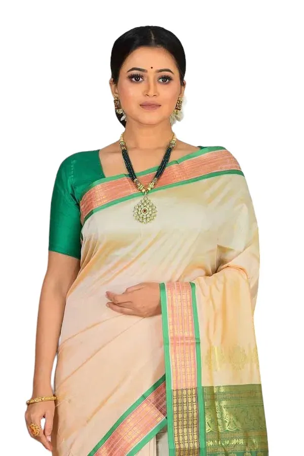 Cream_Art_Silk_Blend_Self_Design_Sambalpuri_Saree_For_Women