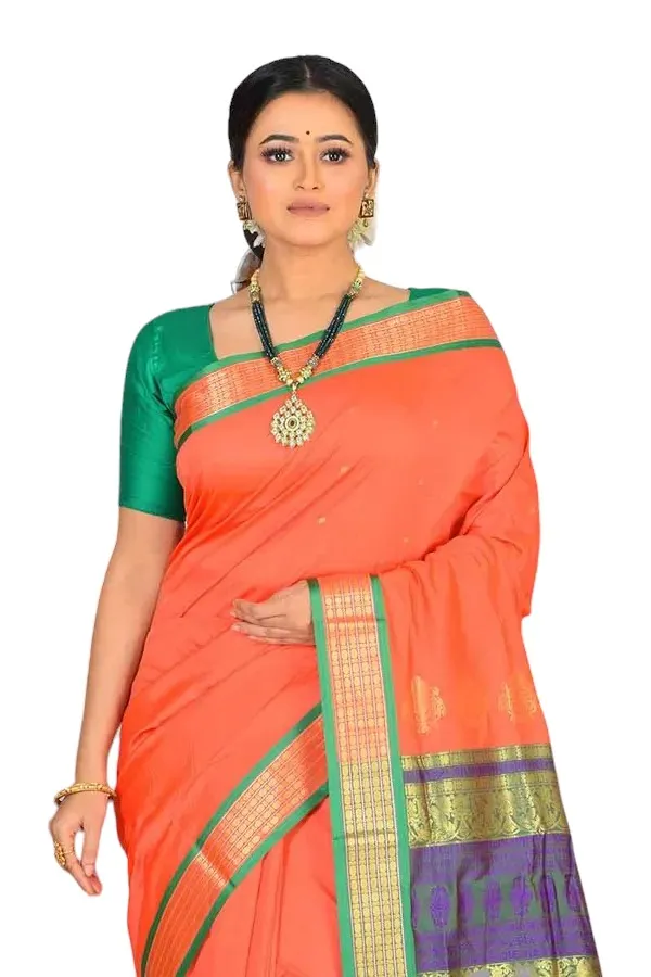 Orange_Art_Silk_Blend_Self_Design_Sambalpuri_Saree_For_Women